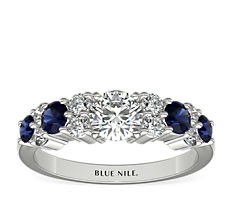 Garland Sapphire and Diamond Engagement Ring in Platinum